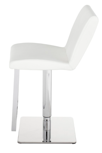 Lewis White-Polished Stainless Steel Adjustable Stool