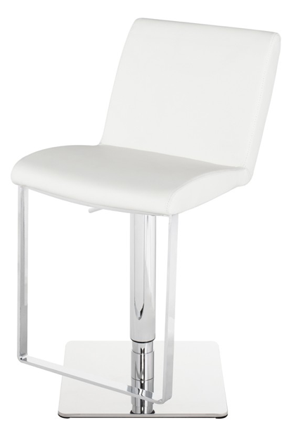 Lewis White-Polished Stainless Steel Adjustable Stool