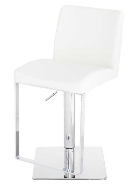 Matteo White-Polished Stainless Steel Adjustable Stool