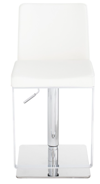 Matteo White-Polished Stainless Steel Adjustable Stool