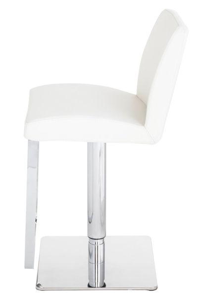 Matteo White-Polished Stainless Steel Adjustable Stool