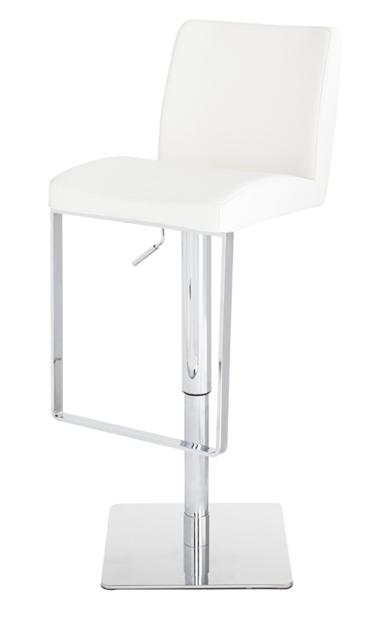 Matteo White-Polished Stainless Steel Adjustable Stool