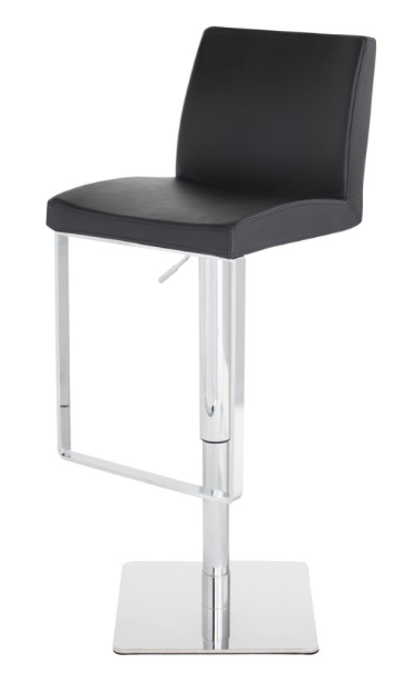 Matteo Black-Polished Stainless Steel Adjustable Stool