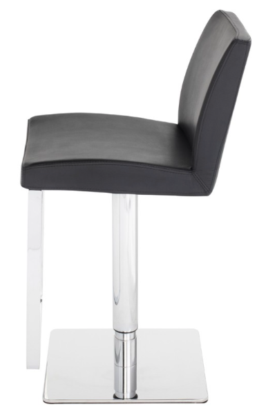 Matteo Black-Polished Stainless Steel Adjustable Stool