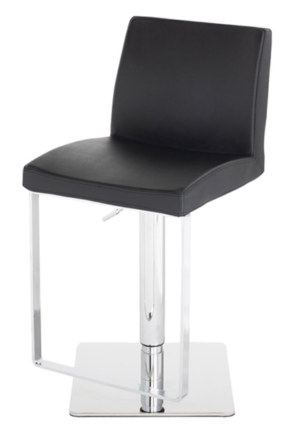 Matteo Black-Polished Stainless Steel Adjustable Stool