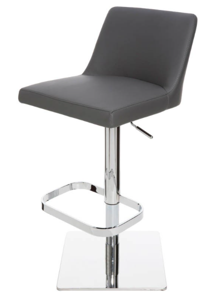 Rome Grey-Polished Stainless Steel Adjustable Stool