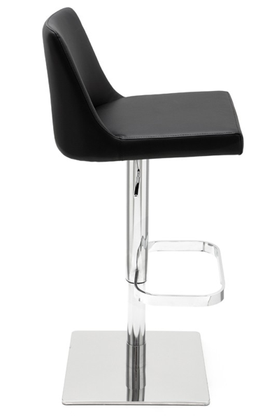 Rome Black-Polished Stainless Steel Adjustable Stool