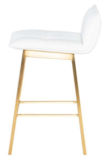 Sabrina White-Gold Brushed Stainless Steel Counter Stool