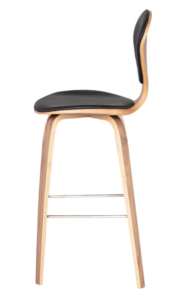 Satine Black and Walnut Bar Stool