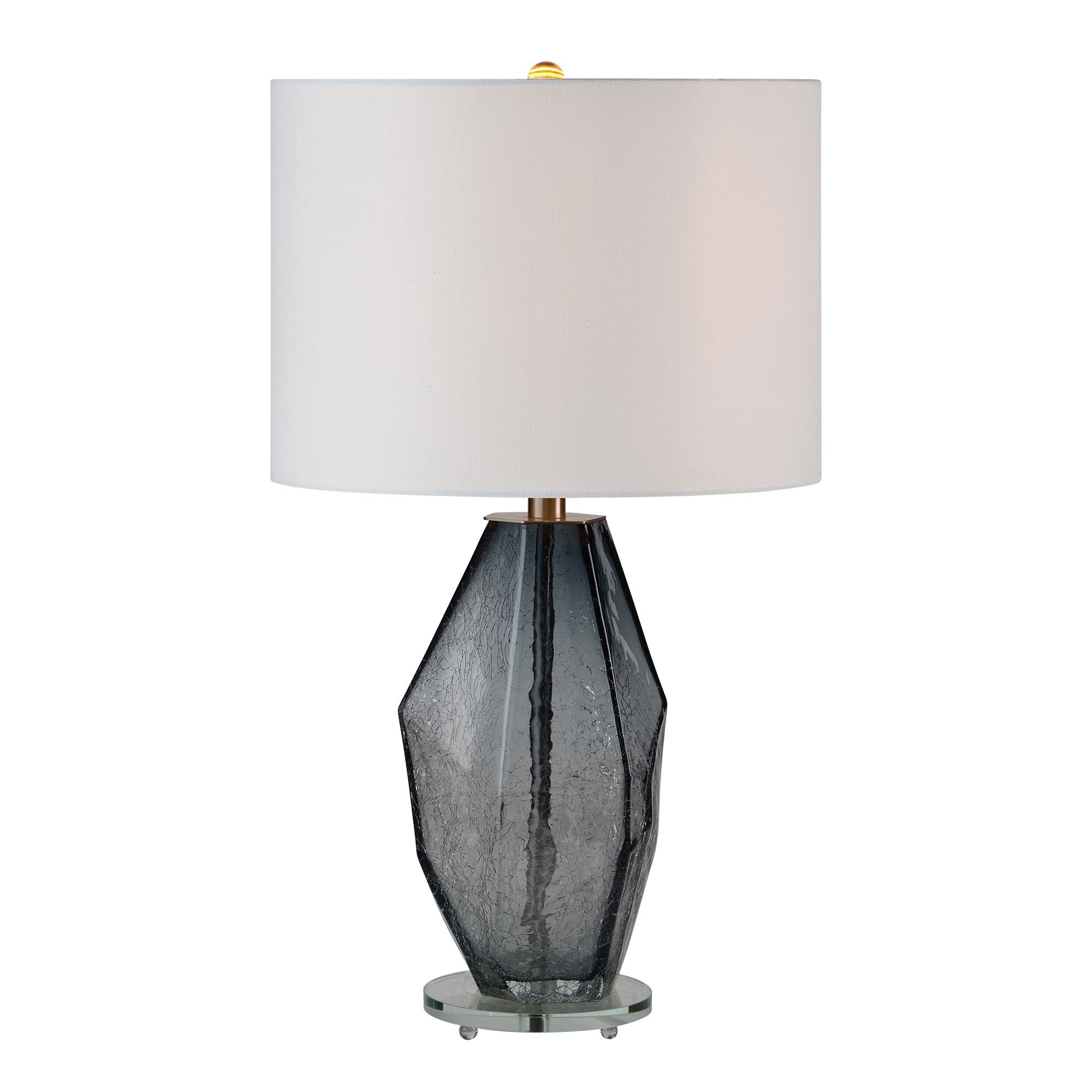 Vela 14" Iron - Grey Crystal Glass Table Lamp